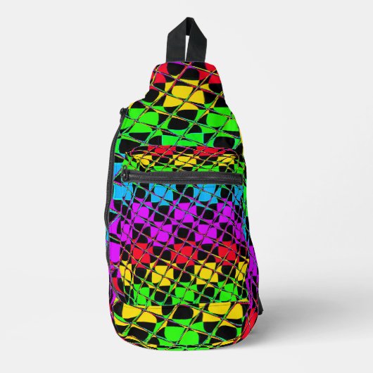 Rainbow Checkered: fleur je dag op Sling Bag (Voorkant)