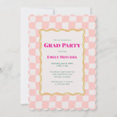 Rainbow Checkered Grad Invitation with Photo Kaart (Achterkant)
