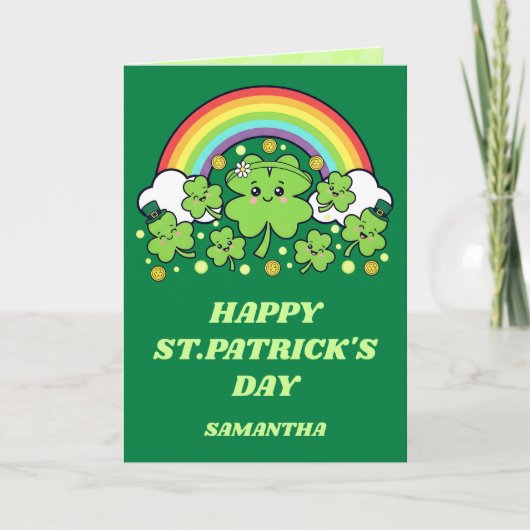 Rainbow Cheer St. Patrick’s Day Greeting Card Kaart (Voorkant)