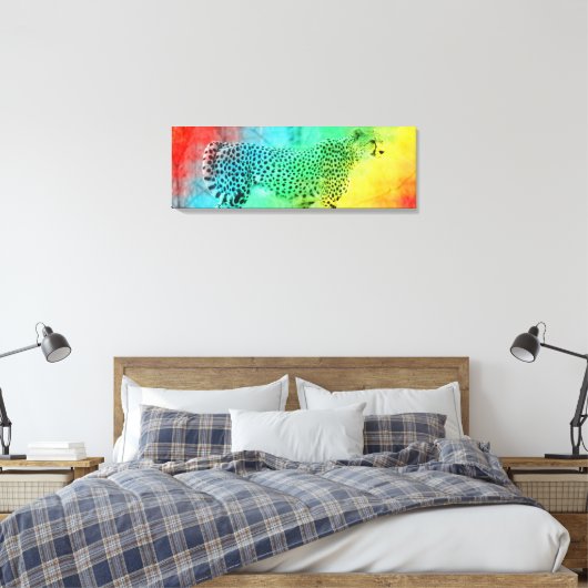 Rainbow Cheetah Canvas Afdruk (Insitu (Slaapkamer))