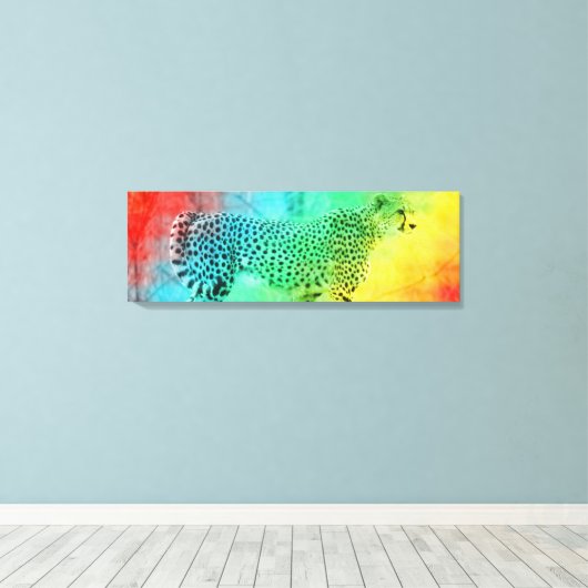 Rainbow Cheetah Canvas Afdruk (Insitu (Houten vloer))