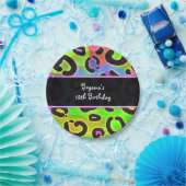 Rainbow Cheetah Leopard Birthday Party Borden Papieren Bordje (Feest)