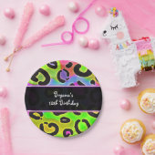 Rainbow Cheetah Leopard Birthday Party Borden Papieren Bordje (Feest)