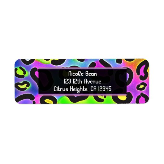 Rainbow Cheetah Leopard Party Adresetiketten Etiket (Voorkant)