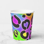 Rainbow Cheetah Leopard Print Birthday Party Papieren Bekers (Achterkant)