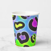 Rainbow Cheetah Leopard Print Birthday Party Papieren Bekers (Links)