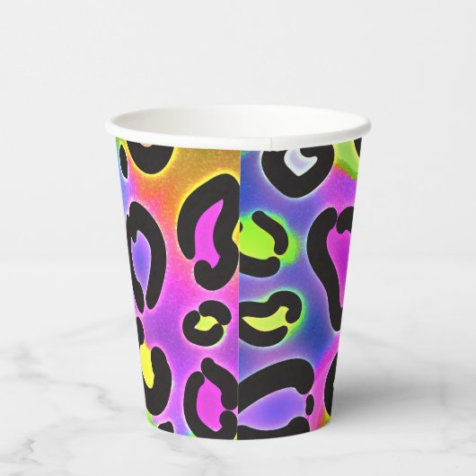 Rainbow Cheetah Leopard Print Birthday Party Papieren Bekers (Rechts)
