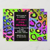 Rainbow Cheetah Leopard Print Party Uitnodigingen (Voorkant / Achterkant)