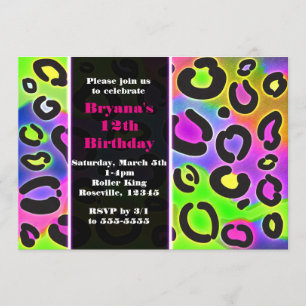 Rainbow Cheetah Leopard Print Party-uitnodigingen Kaart
