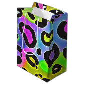 Rainbow Cheetah Leopard verjaardagsfeestje cadeau Medium Cadeauzakje (Achterkant Gekanteld)