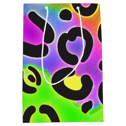 Rainbow Cheetah Leopard verjaardagsfeestje cadeau Medium Cadeauzakje (Voorkant)