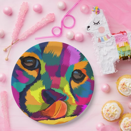 Rainbow Cheetah Papieren Bordje (Feest)