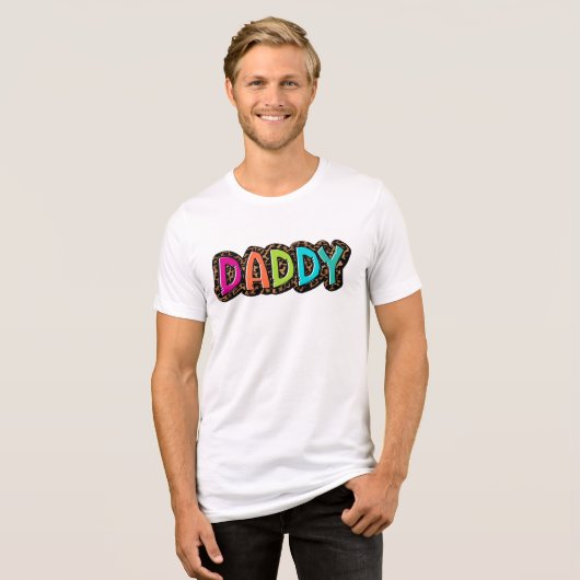 Rainbow Cheetah Print Daddy Letters Shirt (Voorkant volledig)