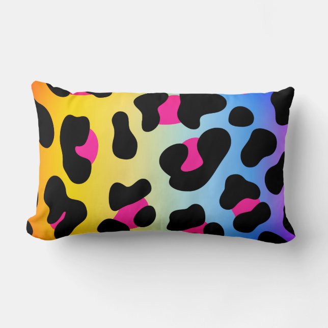 Rainbow Cheetah Print Lumbar Pillow Kussen (Voorkant)