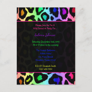 Rainbow Cheetah Wild Sweet 16 Birthday Party Uitnodiging Briefkaart