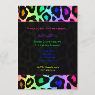 Rainbow Cheetah Wild Sweet 16 Verjaardagsfeest Kaart