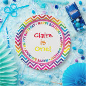 Rainbow Chevron Birthday Party Borden, Bright Papieren Bordje (Feest)