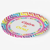 Rainbow Chevron Birthday Party Borden, Bright Papieren Bordje (Gekanteld)