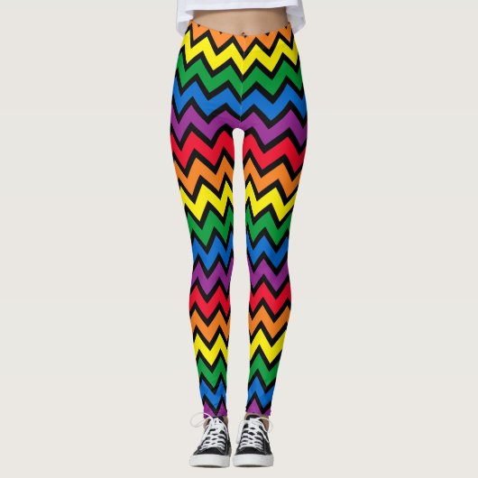 Rainbow Chevron Black Leggings (Voorkant)