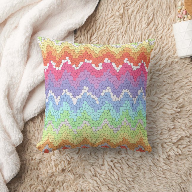 Rainbow chevron Glas in lood Kleurrijk Abstract Kussen (Deken)