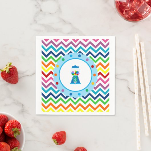 Rainbow Chevron Gumball party servetten (Insitu)