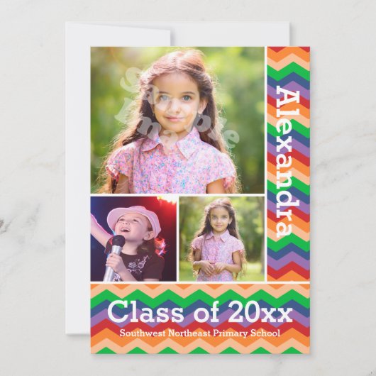 Rainbow Chevron Kind Foto Afstuderen Preschool/K Kaart (Voorkant)