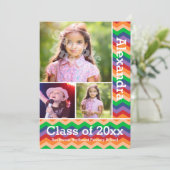 Rainbow Chevron Kind Foto Afstuderen Preschool/K Kaart (Staand voorkant)