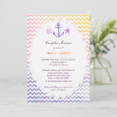 Rainbow Chevron Nautical Couples Shower Kaart (Staand voorkant)