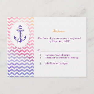 Rainbow Chevron Nautical Wedding RSVP Uitnodiging Briefkaart
