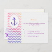 Rainbow Chevron Nautical Wedding RSVP Uitnodiging Briefkaart (Voorkant / Achterkant)