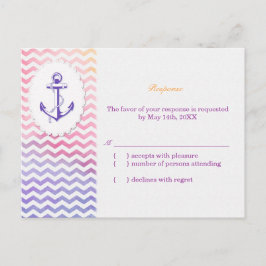 Rainbow Chevron Nautical Wedding RSVP Uitnodiging Briefkaart