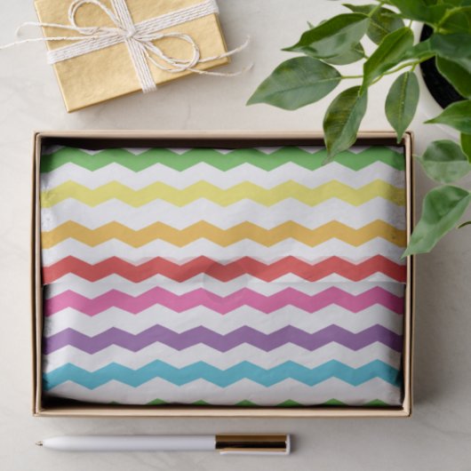 Rainbow Chevron Print Monogram Letter Initiaal Tissuepapier (Geschenk)