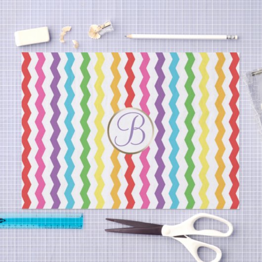 Rainbow Chevron Print Monogram Letter Initiaal Tissuepapier (Craft)