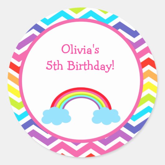 Rainbow Chevron-Stickers Ronde Sticker (Voorkant)