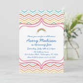 Rainbow Chevron STripe Modern Birthday Party Kaart (Staand voorkant)