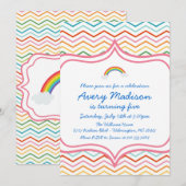 Rainbow Chevron STripe Modern Birthday Party Kaart (Voorkant / Achterkant)