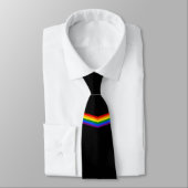 Rainbow Chevron Stripe Ribbon Gay Pride Mannen Stropdas (Gebonden)
