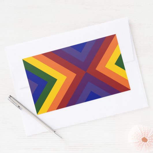 Rainbow Chevrons Rechthoekige Sticker (Envelop)