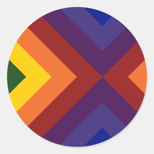 Rainbow Chevrons Ronde Sticker (Voorkant)