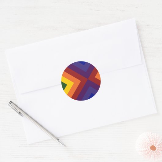 Rainbow Chevrons Ronde Sticker (Envelop)