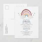 Rainbow Chic Boho Waterverf Script Baby shower Uitnodiging Briefkaart (Voorkant / Achterkant)