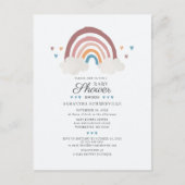Rainbow Chic Boho Waterverf Script Baby shower Uitnodiging Briefkaart (Voorkant)