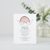 Rainbow Chic Boho Waterverf Script Baby shower Uitnodiging Briefkaart (Staand voorkant)