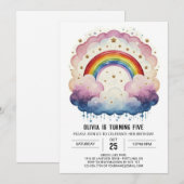 Rainbow Chic Clouds Verjaardag Kaart (Voorkant / Achterkant)