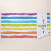 Rainbow Chic Monogram Aangepast Strandlaken (Voorkant)