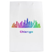 Rainbow Chicago skyline Medium Cadeauzakje (Voorkant)
