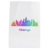 Rainbow Chicago skyline Medium Cadeauzakje (Achterkant)