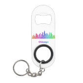 Rainbow Chicago skyline Sleutelhanger Flessenopener (Voorkant)