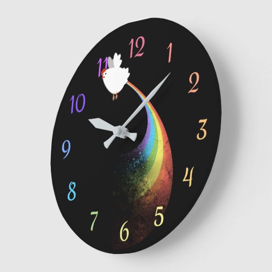 Rainbow Chicken Farts Clock Grote Klok (Hoek)