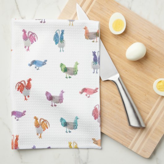 Rainbow Chicken Tea Towel Theedoek (Quarter Fold)
